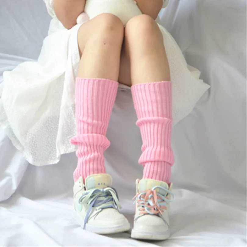 Women Leg Warmers Knee Stockings Leggings Warm Boots Leg Punk Solid Black Cool Knit Long Sock Japan Anime JK Girl Loose Socks
