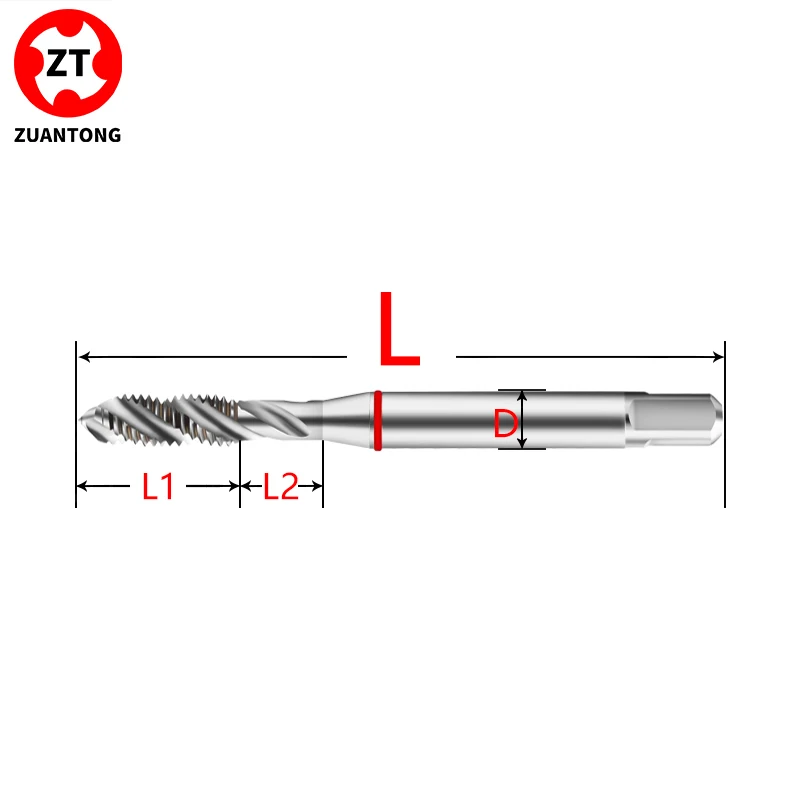 ZUANTONG HSSE Spiral Fluted Tap M2 M2.5 M3 M4 M5 M6 M8 M10 M12 M14 M16 M18 M20 Machine Screw Thread Taps For Blind Hole Tapping