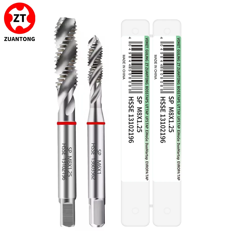 ZUANTONG HSSE Spiral Fluted Tap M2 M2.5 M3 M4 M5 M6 M8 M10 M12 M14 M16 M18 M20 Machine Screw Thread Taps For Blind Hole Tapping