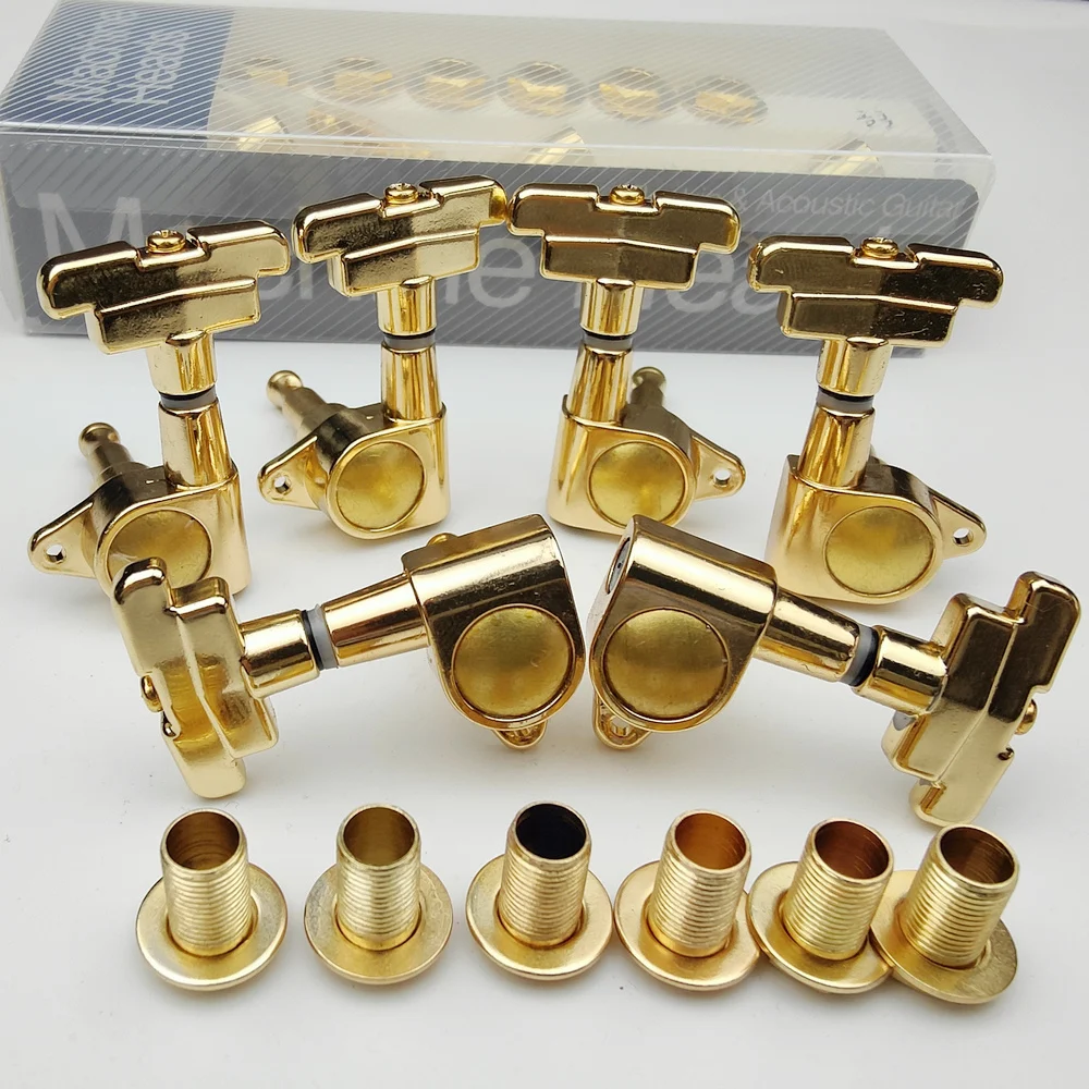 KAYNES J-109 3R+3L Electric Guitar Machine Heads Tuners Art Deco Rotomatic Imperial Style Head Tuning Pegs Chrome Black Gold