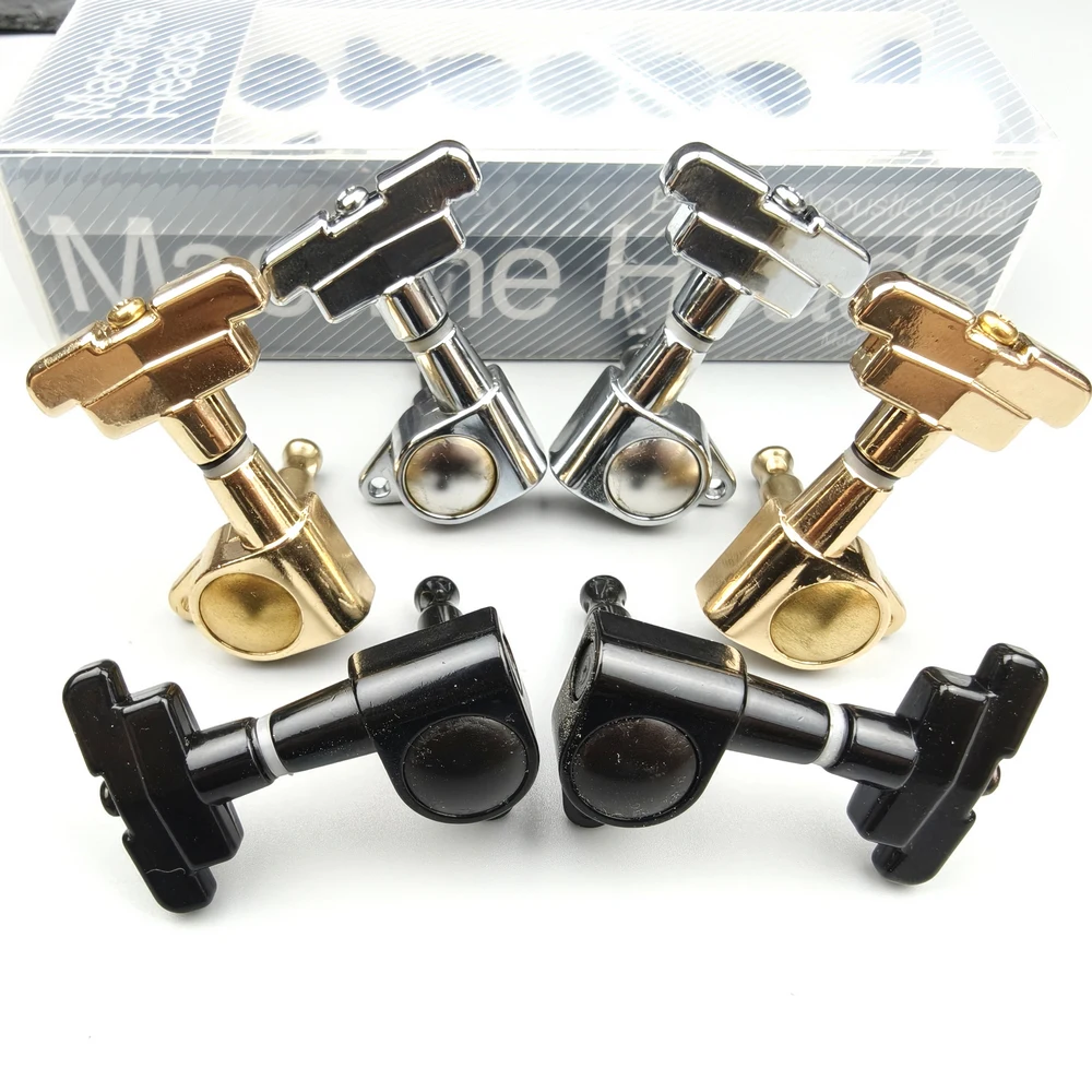 KAYNES J-109 3R+3L Electric Guitar Machine Heads Tuners Art Deco Rotomatic Imperial Style Head Tuning Pegs Chrome Black Gold