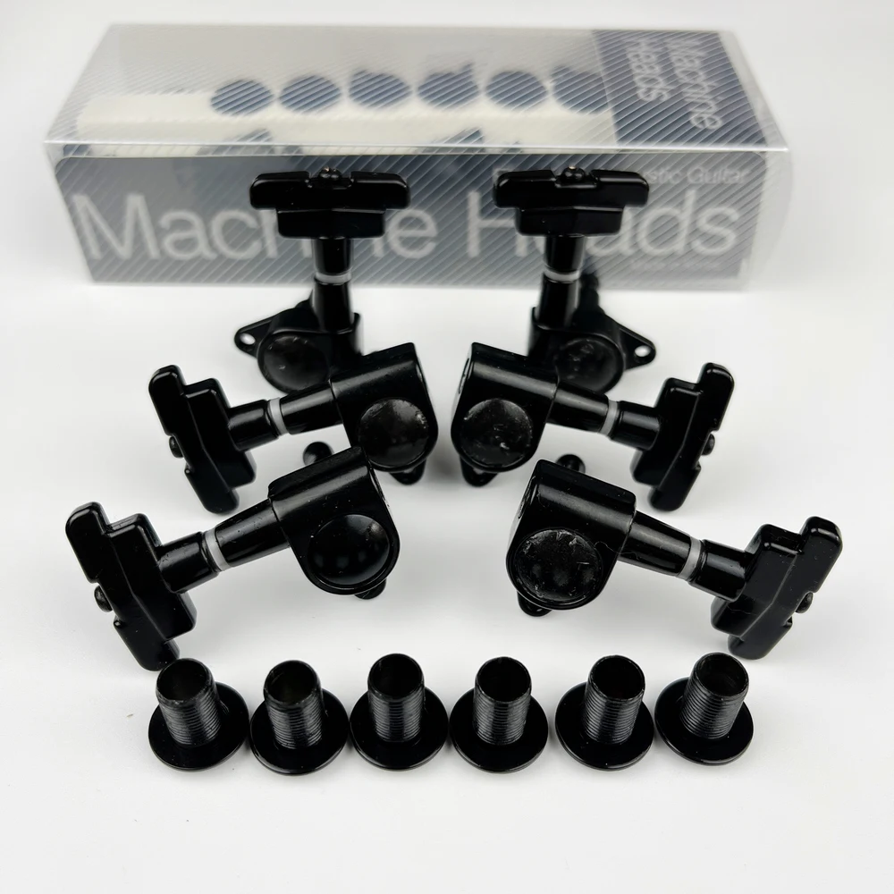 KAYNES J-109 3R+3L Electric Guitar Machine Heads Tuners Art Deco Rotomatic Imperial Style Head Tuning Pegs Chrome Black Gold