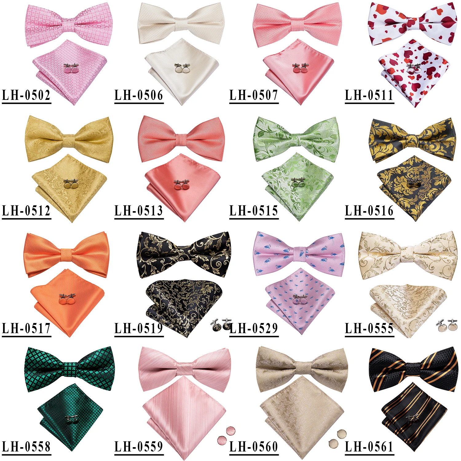 Hi-Tie Jacquard Silk Black Gold Striped Mens Bowtie Adult Bow Tie Hankerchief Cufflinks Set Pre-tied Men Butterfly Bowknot Gift