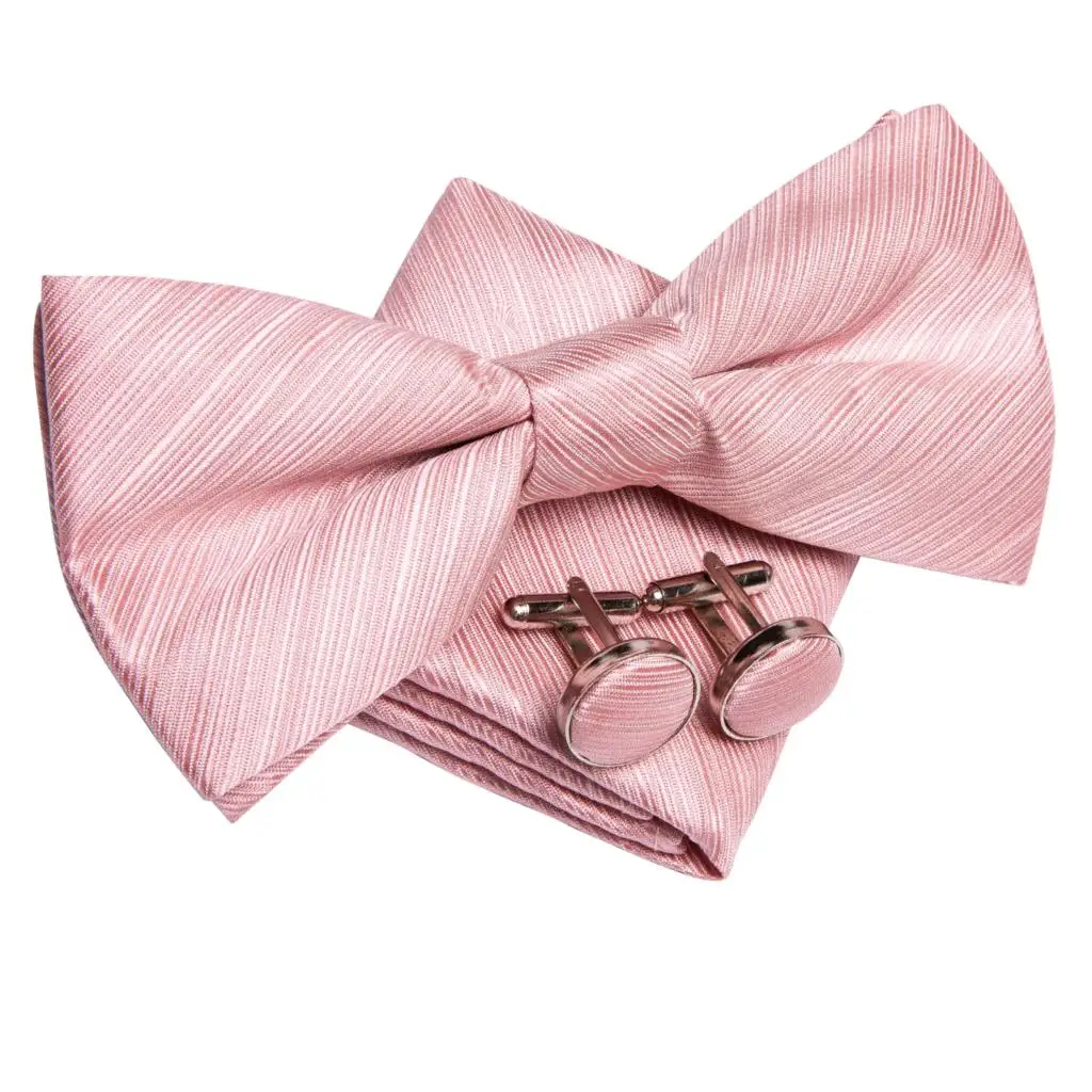 Hi-Tie Jacquard Silk Black Gold Striped Mens Bowtie Adult Bow Tie Hankerchief Cufflinks Set Pre-tied Men Butterfly Bowknot Gift
