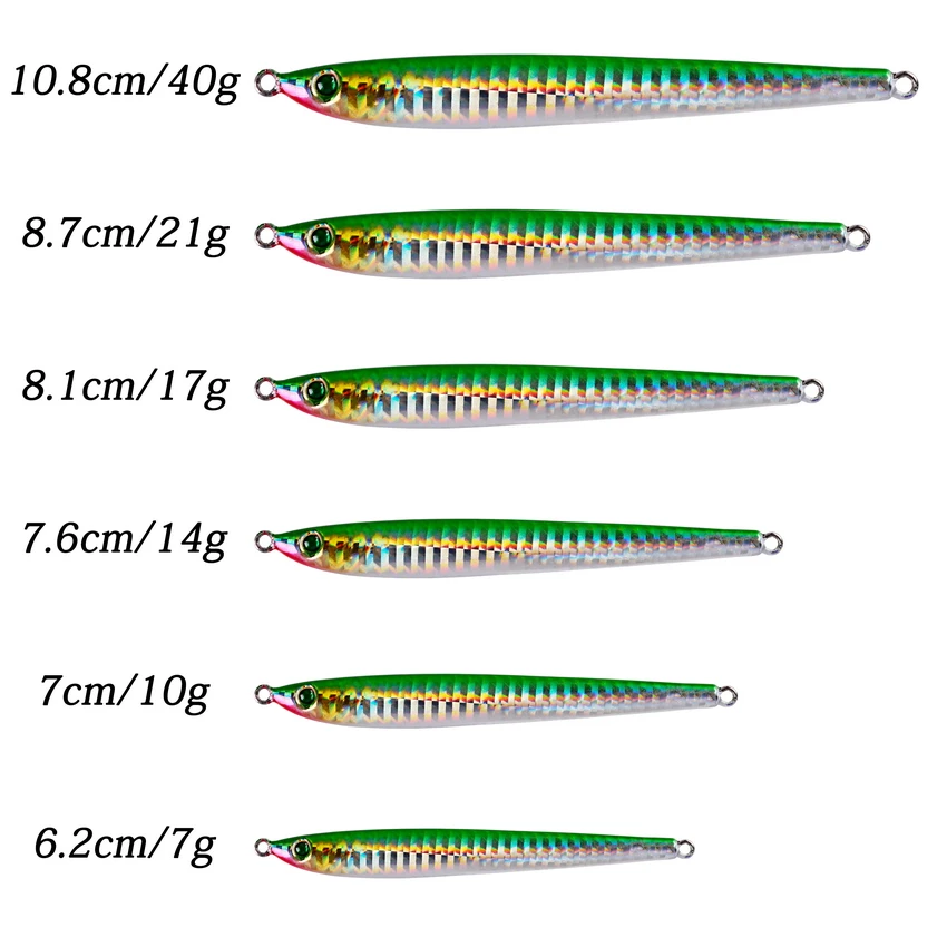 10pcs/lot Metal Casting Jigs 7g 10g 14g 17g 21g 28g 40g Shore Cast Jigging Fishing Lure Fish Sea Bass Artificial Bait Tackle