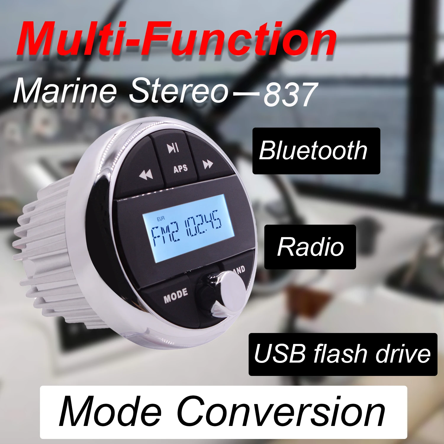 GUZARE Boat Radio Marine Stereo(With/ Free Gifts Option Available)/ Waterproof Speakers / FM Antenna / USB AUX Cable / 5 Options