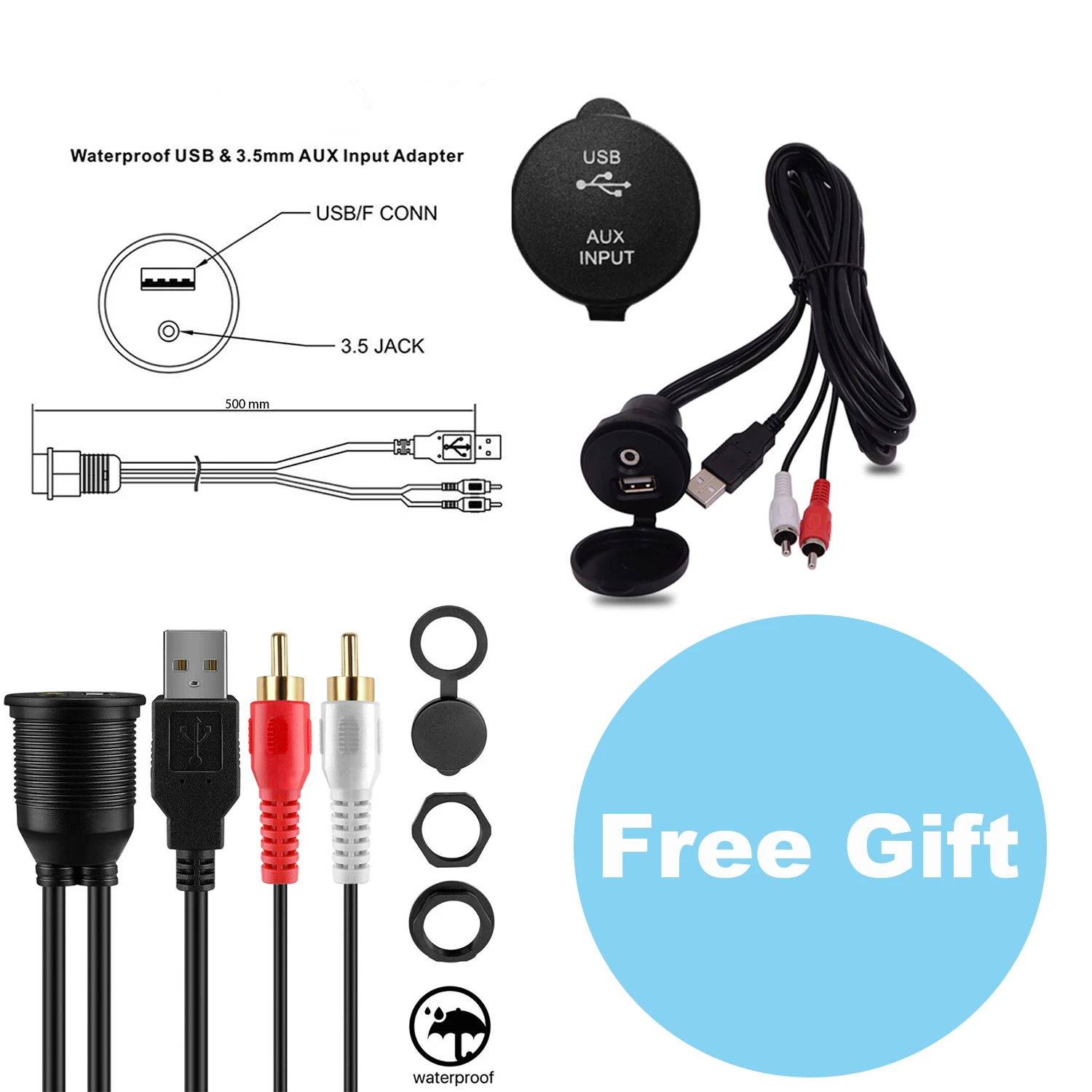 GUZARE Boat Radio Marine Stereo(With/ Free Gifts Option Available)/ Waterproof Speakers / FM Antenna / USB AUX Cable / 5 Options