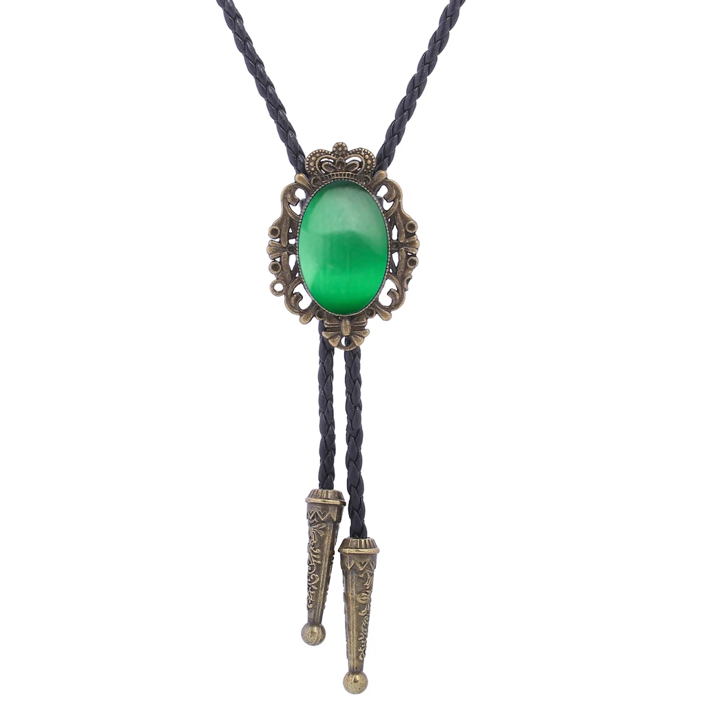 BRONZE GEM Bolo Tie Western Cowboy Opal Rodeo Leather Necktie