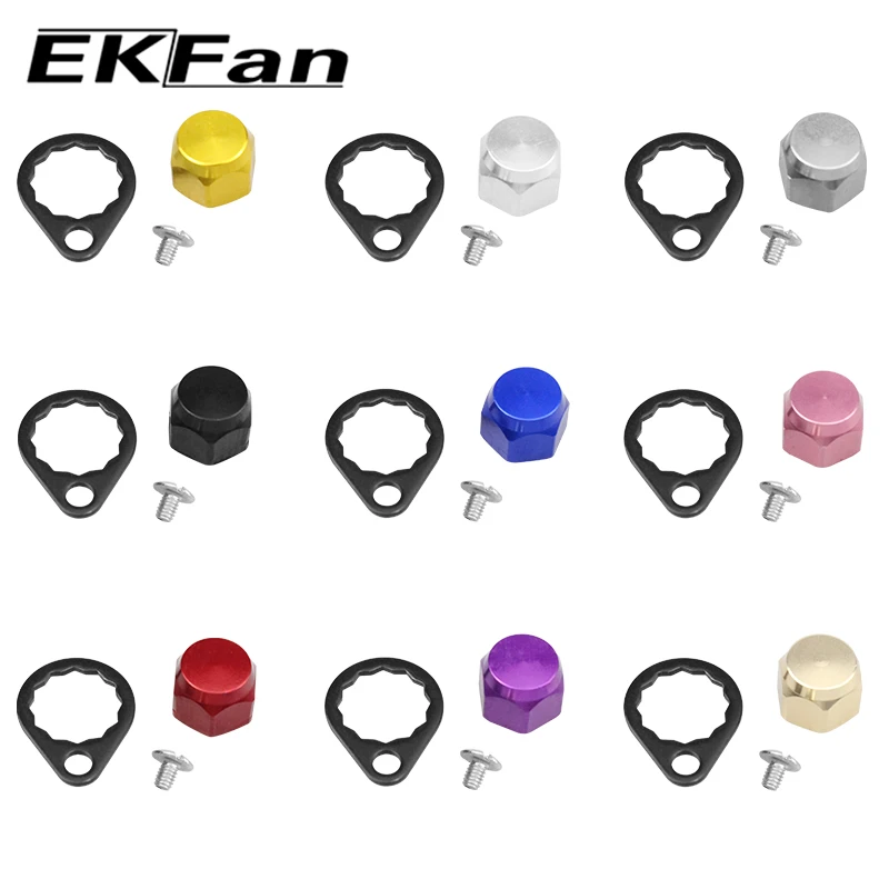 EKfan M8 Daiwa M7 Shimano Left / Right Hand Nut With Black 15MM Lock Washers and Screws For Baitcasting Fishing Reel DIY Parts