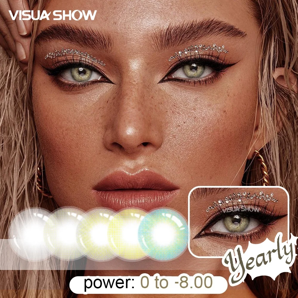 VISUASHOW Aurora Small Pupil Colored Contact Lenses 14.2mm Yearly Disposable Korea Design Natural Prescription Myopia Wholesale