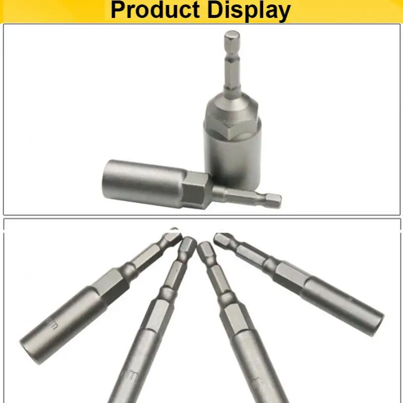 1 Piece 6mm-19mm 1/4'' Pneumatic Socket Set Deep Hexagon Electric Drill Sleeve Socket Head for Electric Screwdriver Wrench