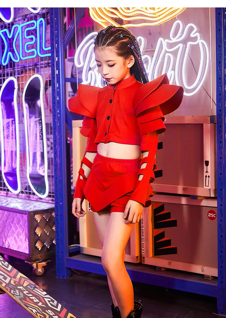 ZZL Jazz Style Hip-hop Costume Urban Dance Girl Clothes Performance Dancer Stage Outfit Children Model Catwalk Singer Teenage