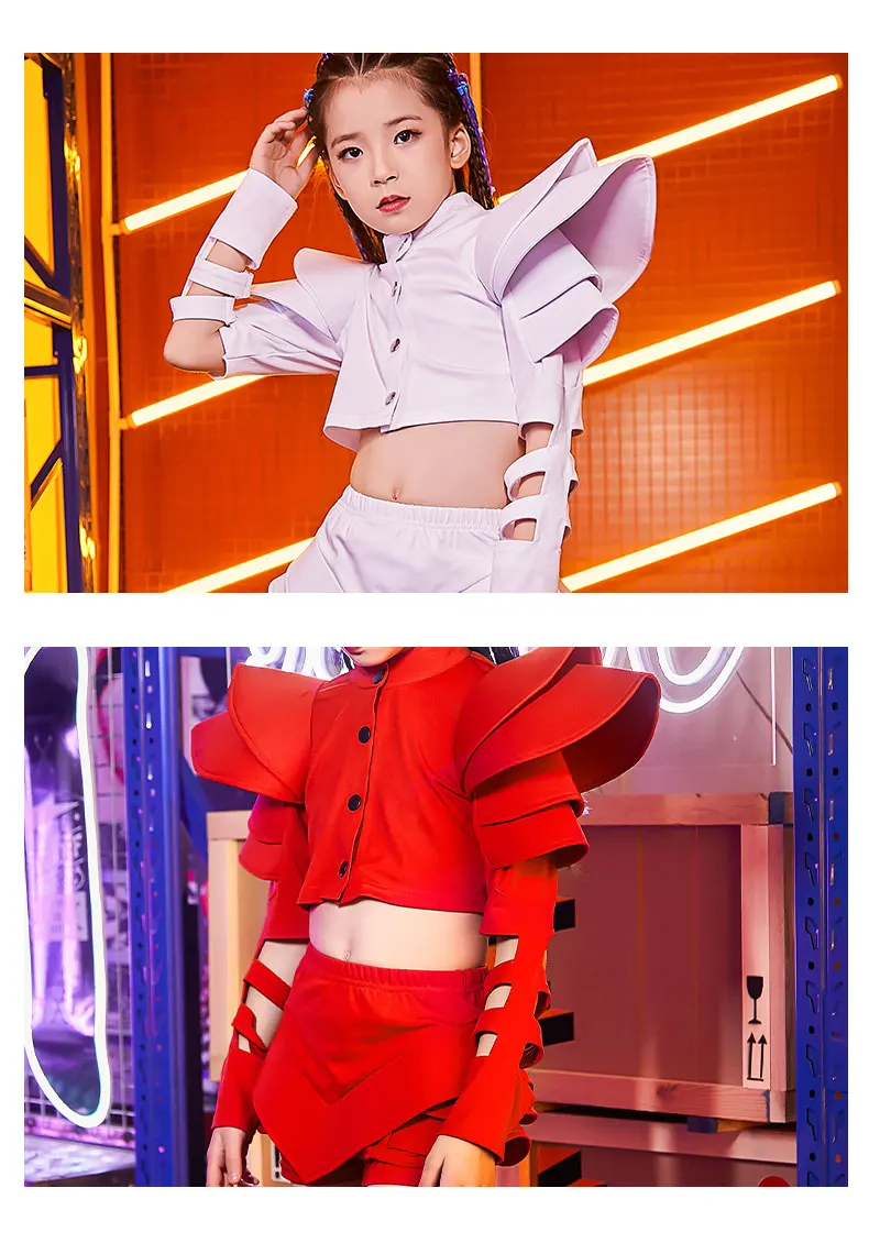 ZZL Jazz Style Hip-hop Costume Urban Dance Girl Clothes Performance Dancer Stage Outfit Children Model Catwalk Singer Teenage