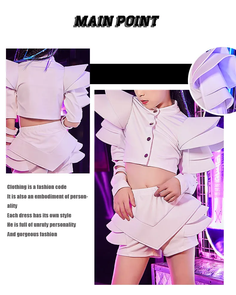 ZZL Jazz Style Hip-hop Costume Urban Dance Girl Clothes Performance Dancer Stage Outfit Children Model Catwalk Singer Teenage