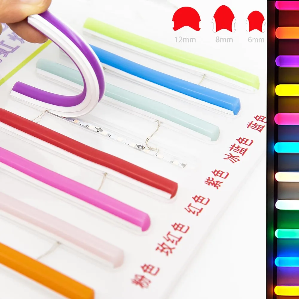 6mm 8mm Separate Silicone Neon Strip Flexible 120Leds 2835SMD Led Tape For LED Neon Sign Waterproof IP67 DC12V