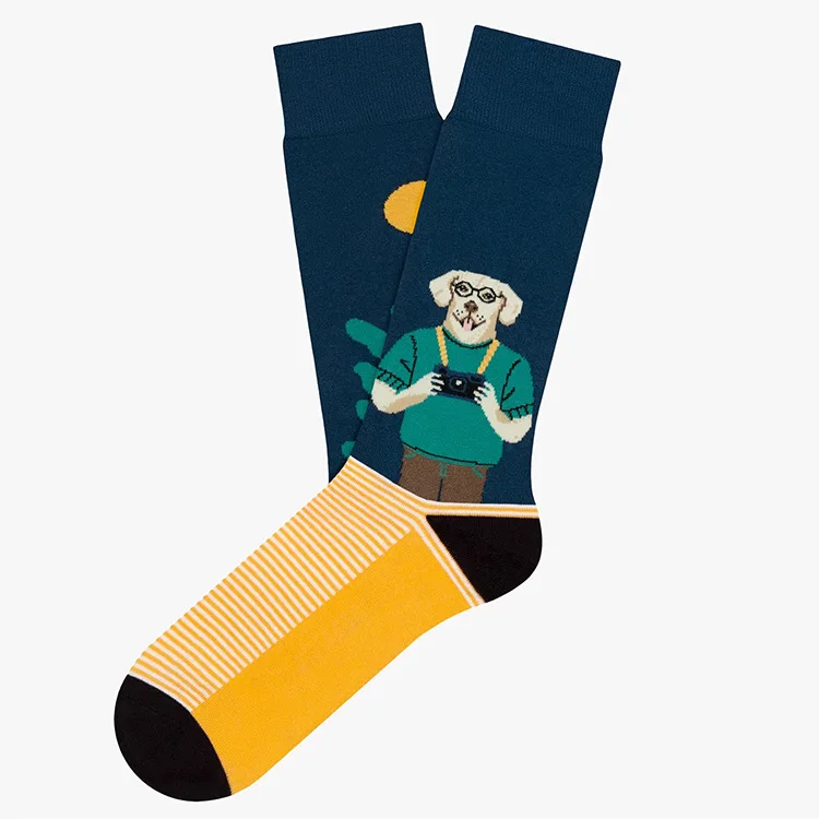 New Creative Cartoon Dog Ins Animal Trendy Socks Jacquard Cotton Socks Couple Mid length Fashion Skateboarding Socks