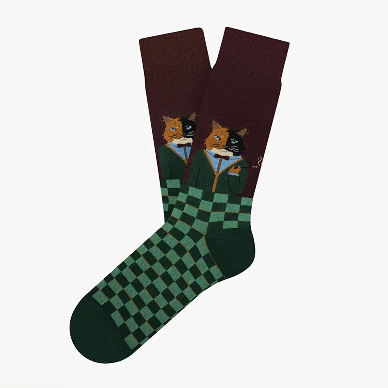 New Creative Cartoon Dog Ins Animal Trendy Socks Jacquard Cotton Socks Couple Mid length Fashion Skateboarding Socks