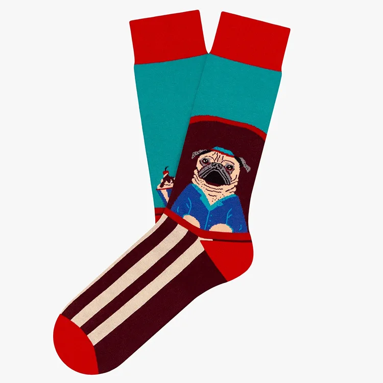 New Creative Cartoon Dog Ins Animal Trendy Socks Jacquard Cotton Socks Couple Mid length Fashion Skateboarding Socks