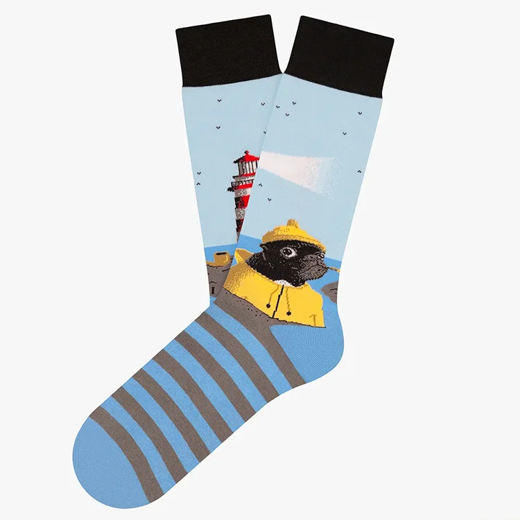 New Creative Cartoon Dog Ins Animal Trendy Socks Jacquard Cotton Socks Couple Mid length Fashion Skateboarding Socks