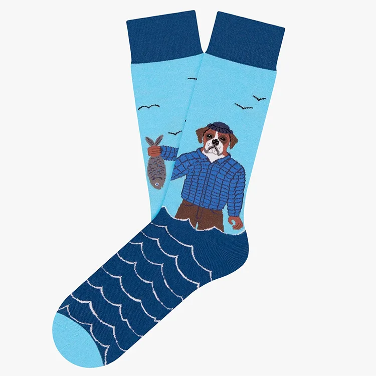 New Creative Cartoon Dog Ins Animal Trendy Socks Jacquard Cotton Socks Couple Mid length Fashion Skateboarding Socks