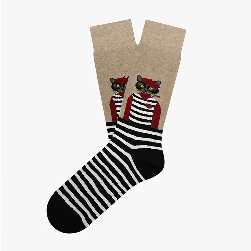 New Creative Cartoon Dog Ins Animal Trendy Socks Jacquard Cotton Socks Couple Mid length Fashion Skateboarding Socks