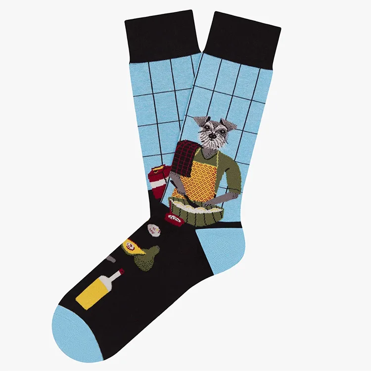 New Creative Cartoon Dog Ins Animal Trendy Socks Jacquard Cotton Socks Couple Mid length Fashion Skateboarding Socks