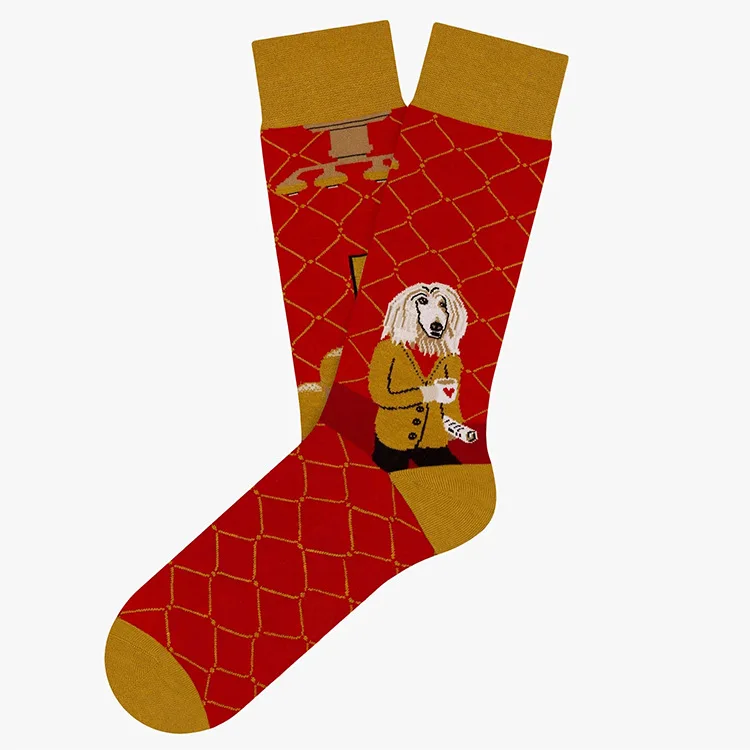 New Creative Cartoon Dog Ins Animal Trendy Socks Jacquard Cotton Socks Couple Mid length Fashion Skateboarding Socks
