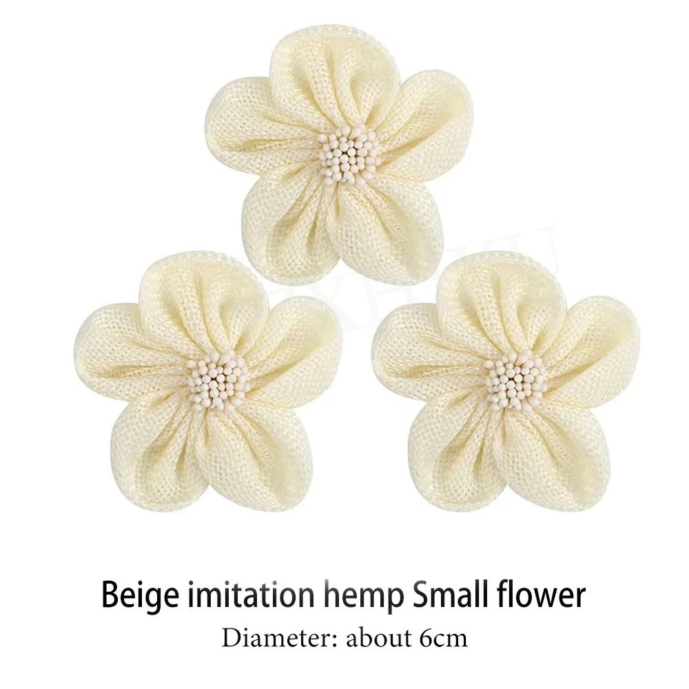 5pcs Handmade Jute Burlap Flowers Rose Hessian Ribbon Bow Vintage Rustic Wedding Decoration Table Christmas Party DIY Supplies