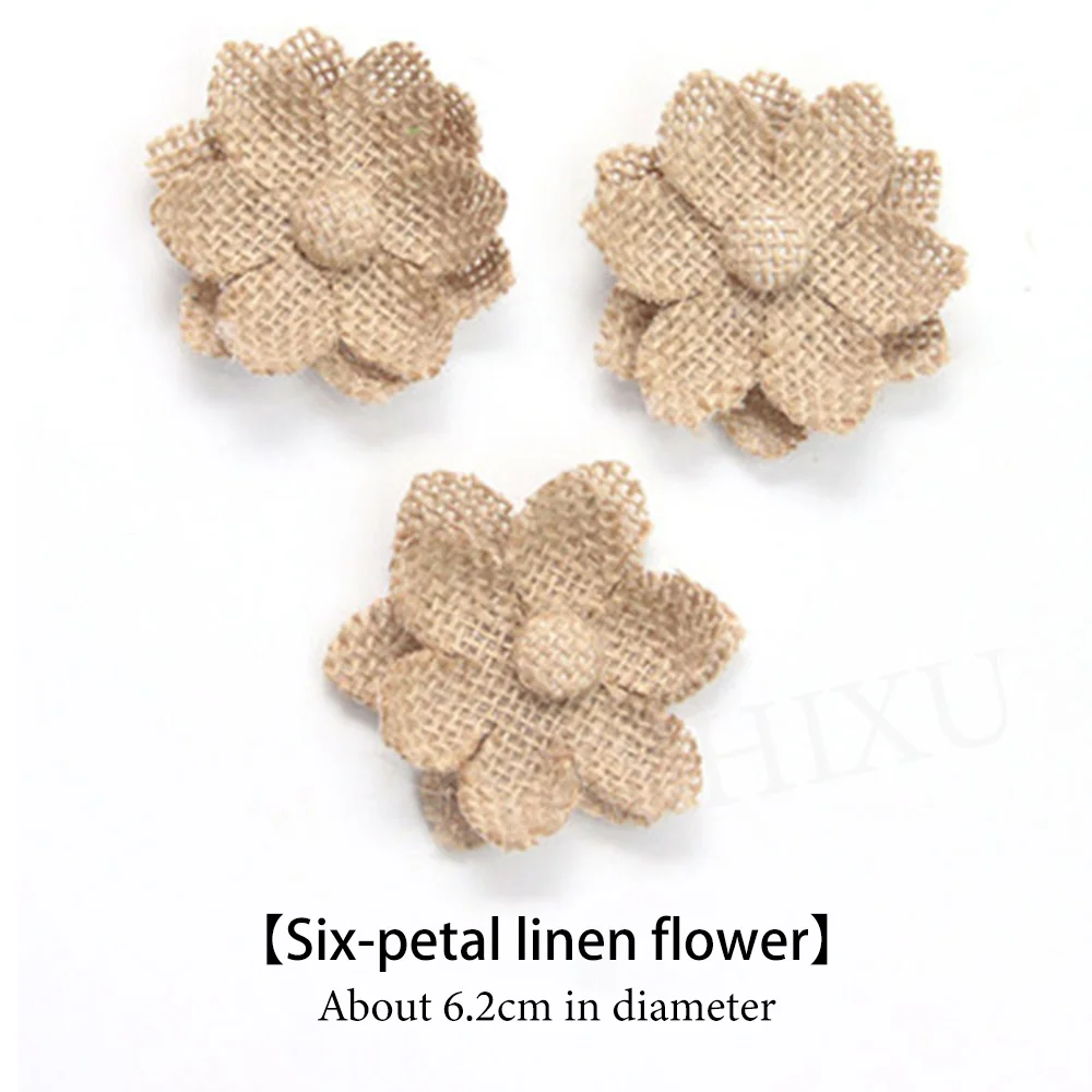 5pcs Handmade Jute Burlap Flowers Rose Hessian Ribbon Bow Vintage Rustic Wedding Decoration Table Christmas Party DIY Supplies