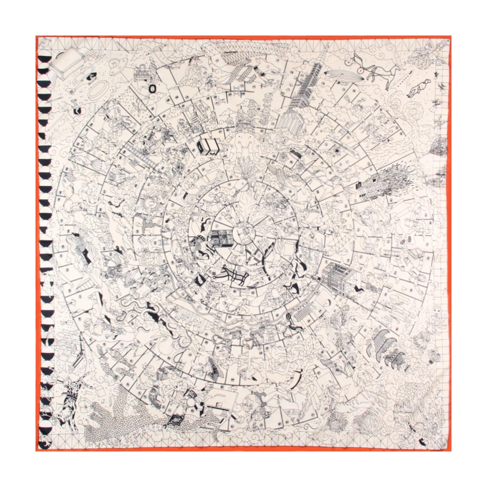 Manual Hand Rolled Twill Silk Scarf Women Hopi Print Square Scarves Wraps Echarpes Curled Foulard Femme Bandana Hijabs 90CM