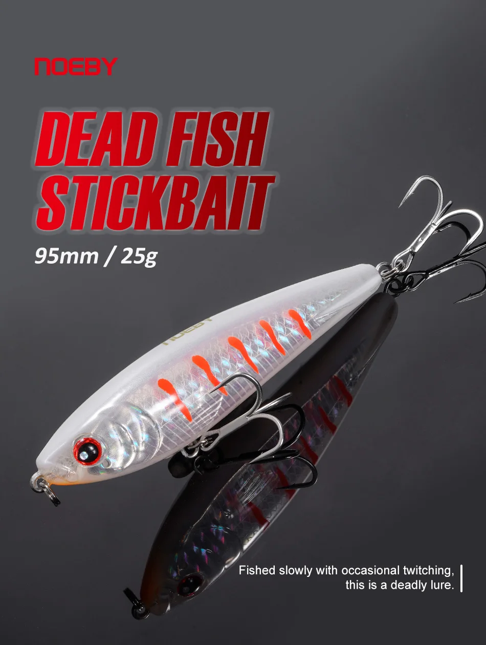 Noeby Sinking Pencil Fishing Lure 95mm 25g Sinking Stickbait Artificial Hard Bait Long Cast for Seabass Pike Fishing Lures