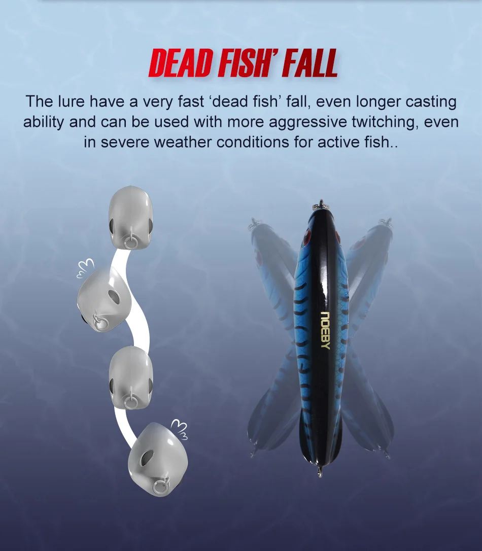 Noeby Sinking Pencil Fishing Lure 95mm 25g Sinking Stickbait Artificial Hard Bait Long Cast for Seabass Pike Fishing Lures
