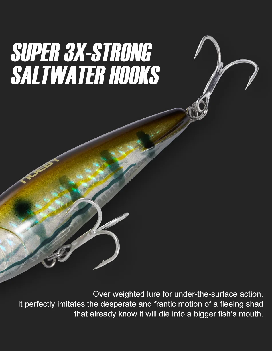 Noeby Sinking Pencil Fishing Lure 95mm 25g Sinking Stickbait Artificial Hard Bait Long Cast for Seabass Pike Fishing Lures