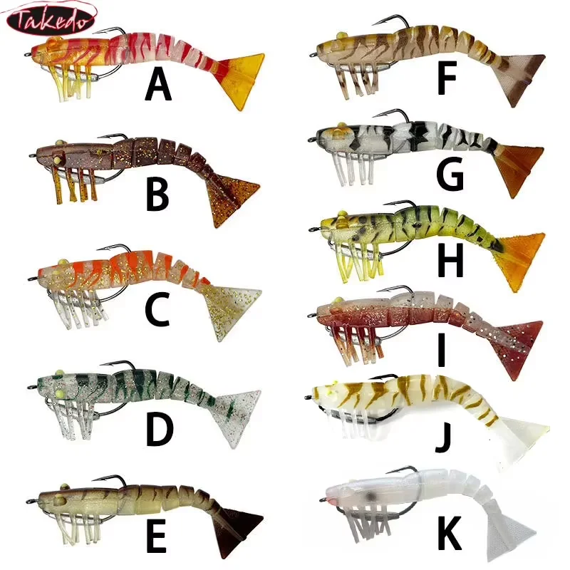 TAKEDO LIVE SHRIMP LV01A 90MM 8G 120MM 17G Prawn Lure TPR Artificial Bait Soft Lure Fishing Shrimp Lure Sea Bass Lure