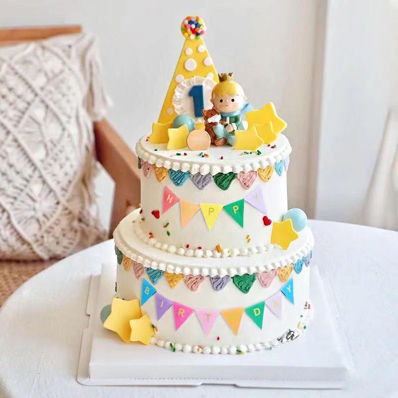 Mini Happy Birthday Banner Cake Topper Party Cake Decoration Supplies Handmade Bunting Garland Pennant Flags