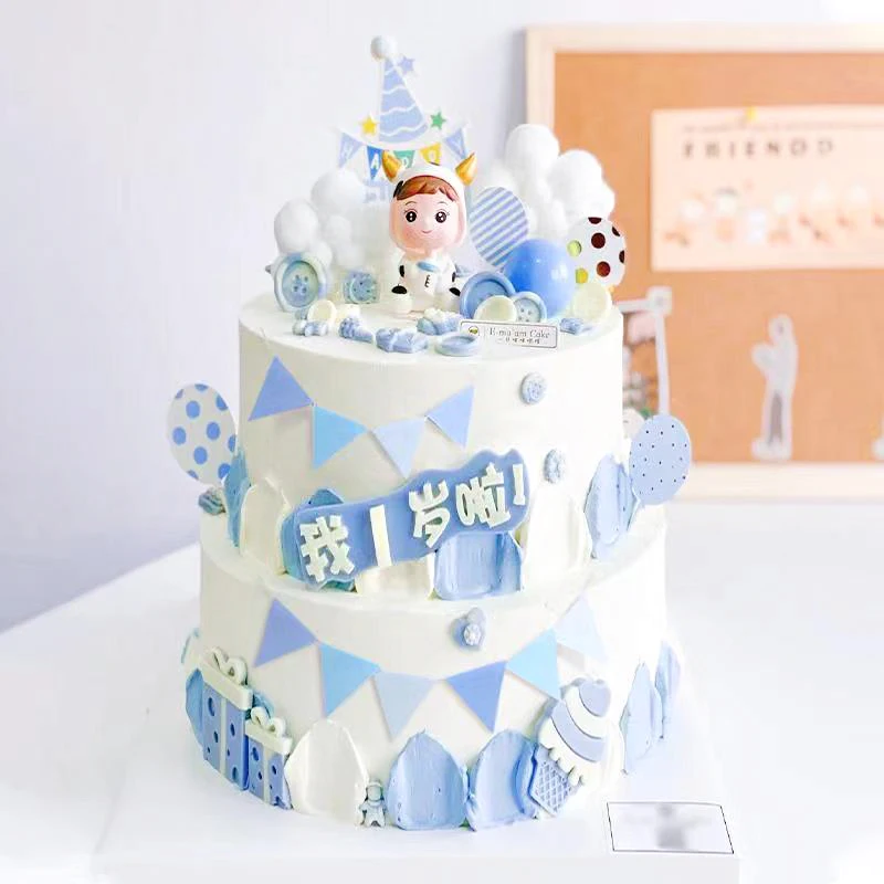Mini Happy Birthday Banner Cake Topper Party Cake Decoration Supplies Handmade Bunting Garland Pennant Flags