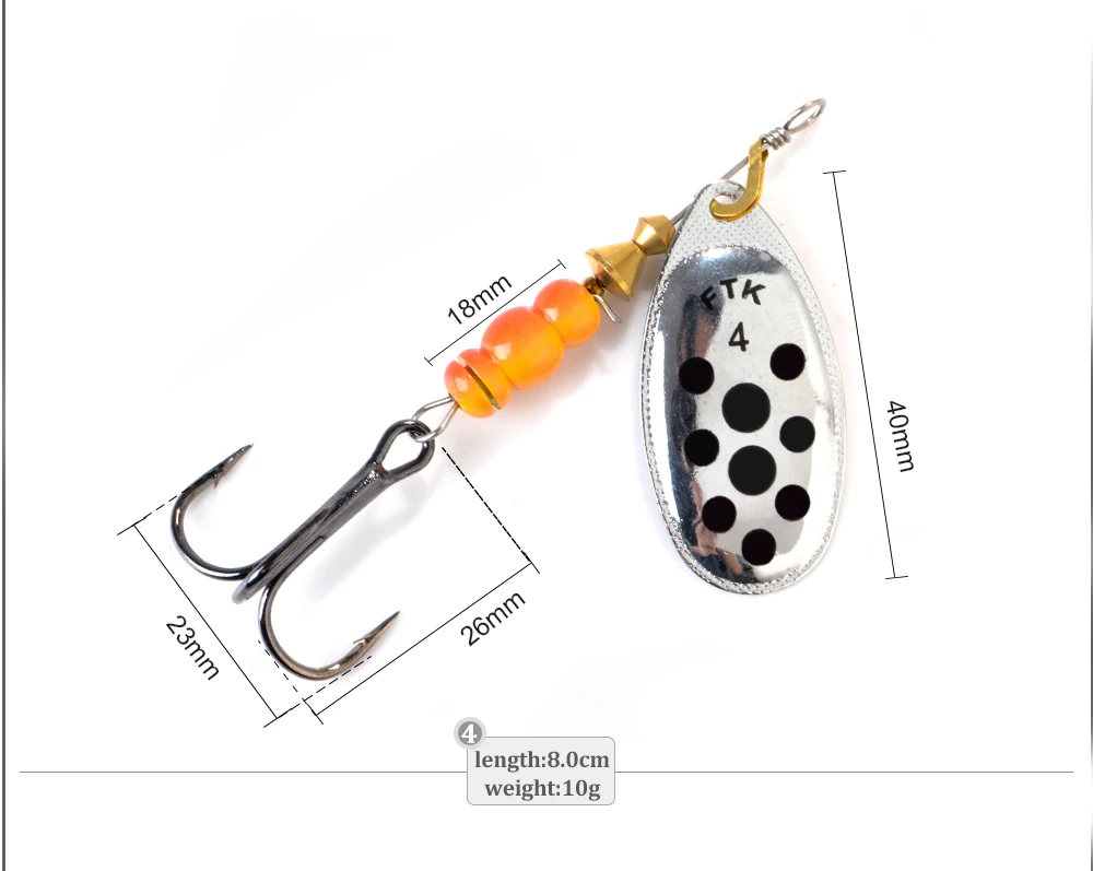 FTK 3.9g-15g Metal Spiner Bait Fishing Lure Spinner Fishing Spoon Lure Spinnerbait Hard Artificial Bait Pike Tackle
