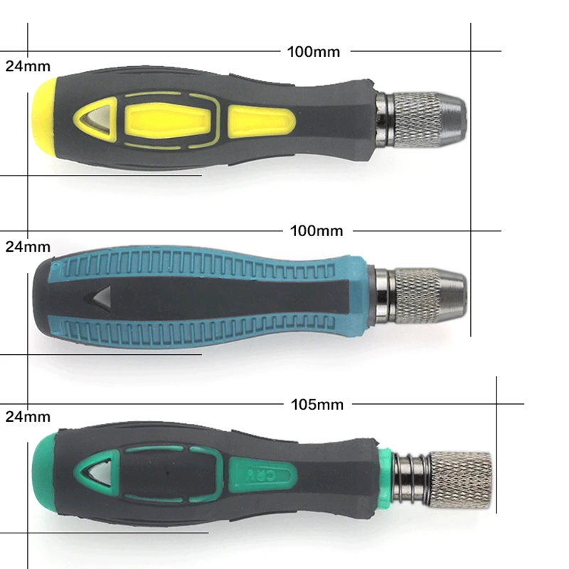 801 802 Screwdriver Bit Handle For 5MM 6MM Round Electric Screwdriver, PP +TPR Self Locking Holder For 1/4" (6.35mm) Bits