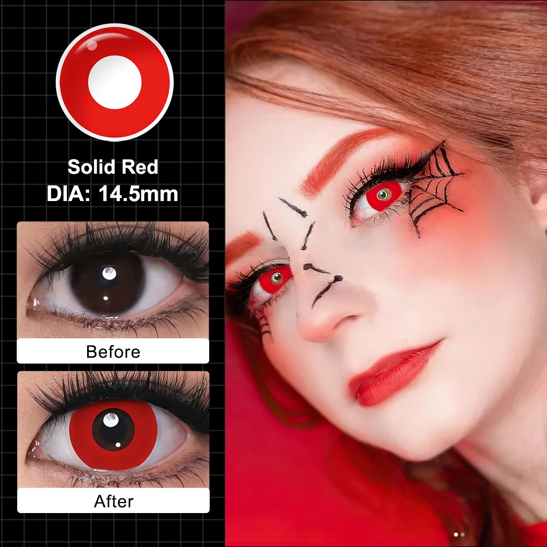 MAGISTER Yearly Use 14.5mm Halleoween Contact Lenses Cosplay Colored Contact Lenses For Eyes MakeUp White Manson Black/Red Out