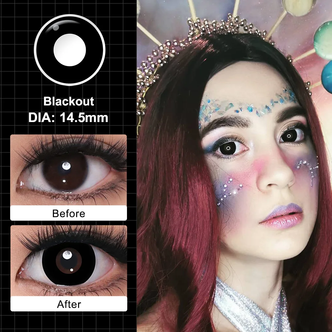 MAGISTER Yearly Use 14.5mm Halleoween Contact Lenses Cosplay Colored Contact Lenses For Eyes MakeUp White Manson Black/Red Out