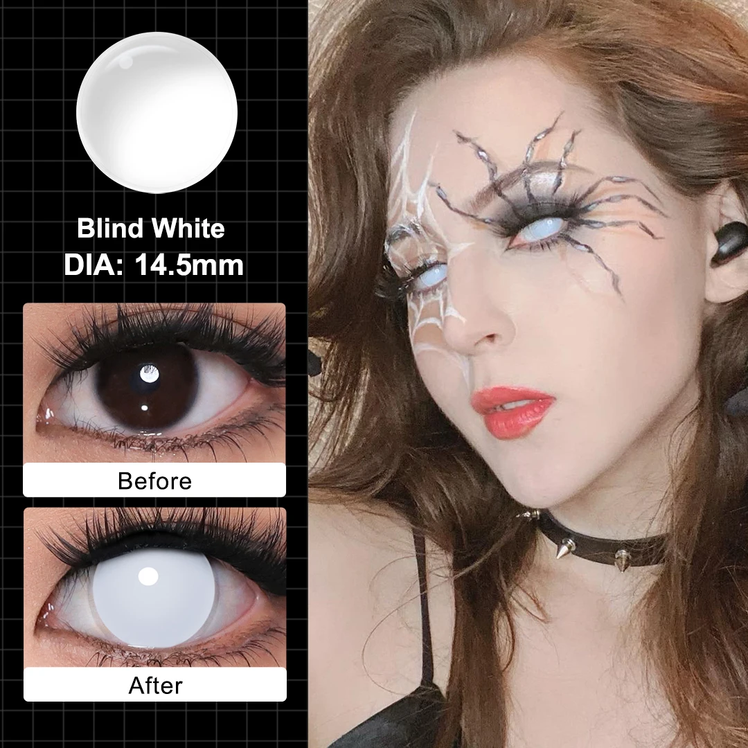 MAGISTER Yearly Use 14.5mm Halleoween Contact Lenses Cosplay Colored Contact Lenses For Eyes MakeUp White Manson Black/Red Out
