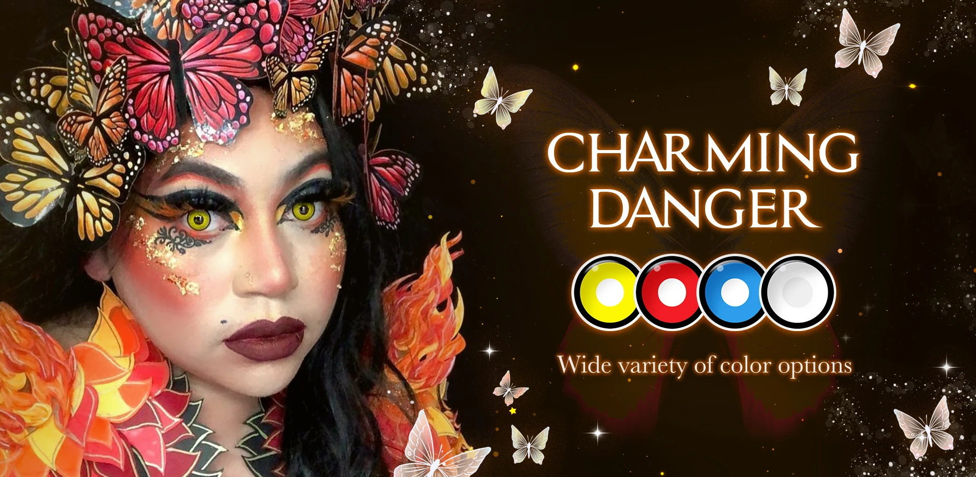 MAGISTER Yearly Use 14.5mm Halleoween Contact Lenses Cosplay Colored Contact Lenses For Eyes MakeUp White Manson Black/Red Out