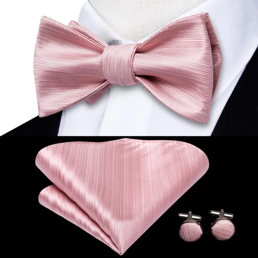 Jacquard Paisley Floral Dots Striped Silk Mens Bowtie Adjustable Self Bow Tie Hankerchief Cufflinks Set for Men Wedding Business