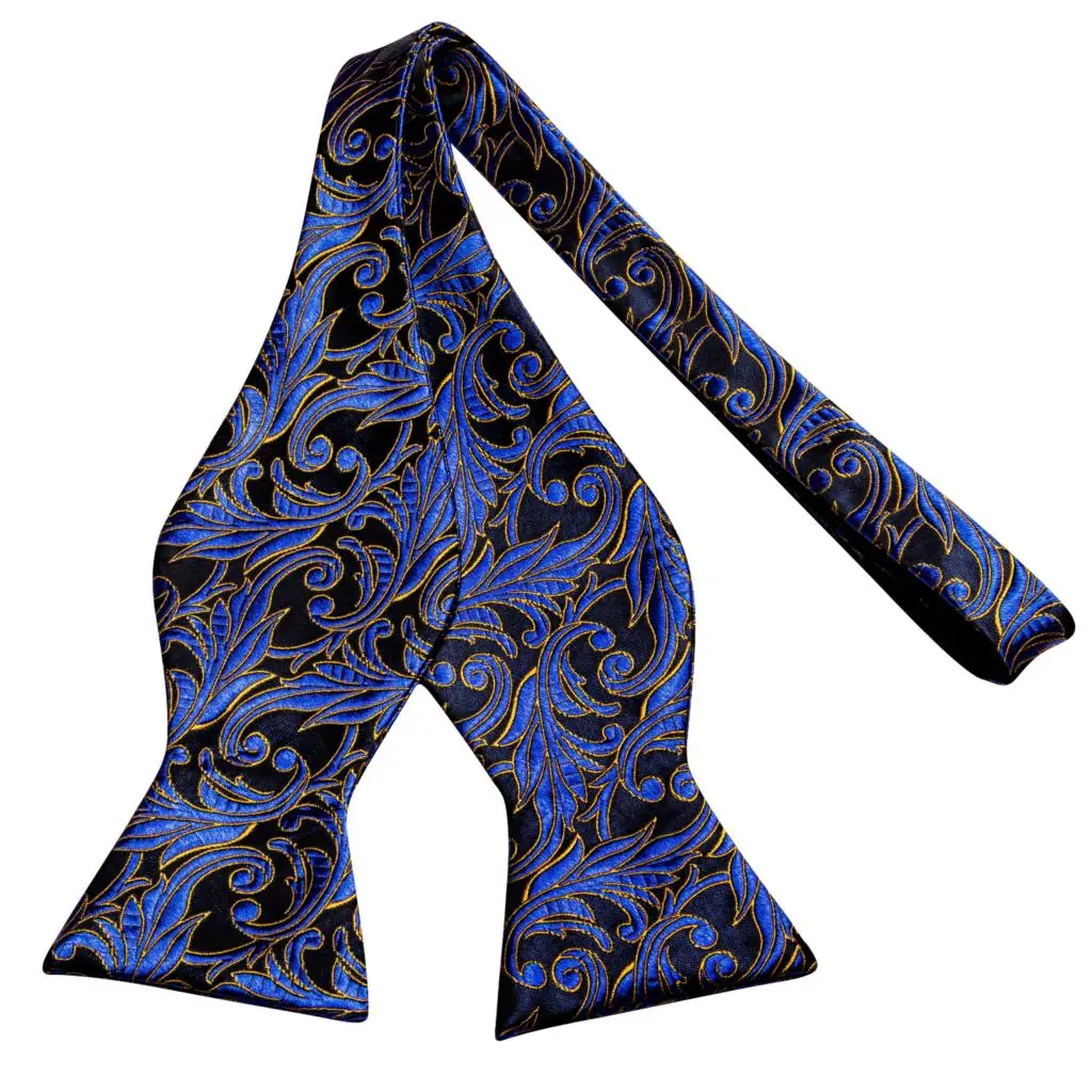Jacquard Paisley Floral Dots Striped Silk Mens Bowtie Adjustable Self Bow Tie Hankerchief Cufflinks Set for Men Wedding Business