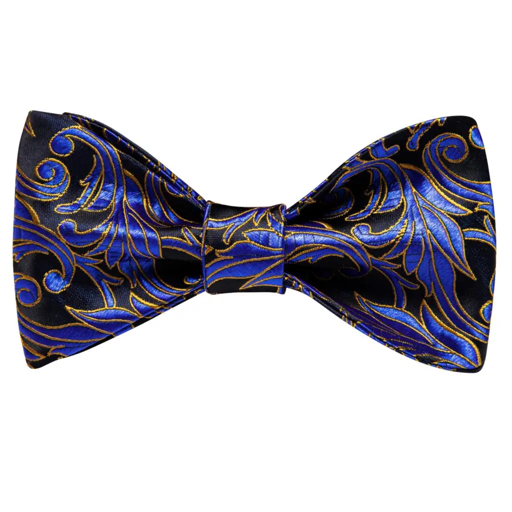 Jacquard Paisley Floral Dots Striped Silk Mens Bowtie Adjustable Self Bow Tie Hankerchief Cufflinks Set for Men Wedding Business