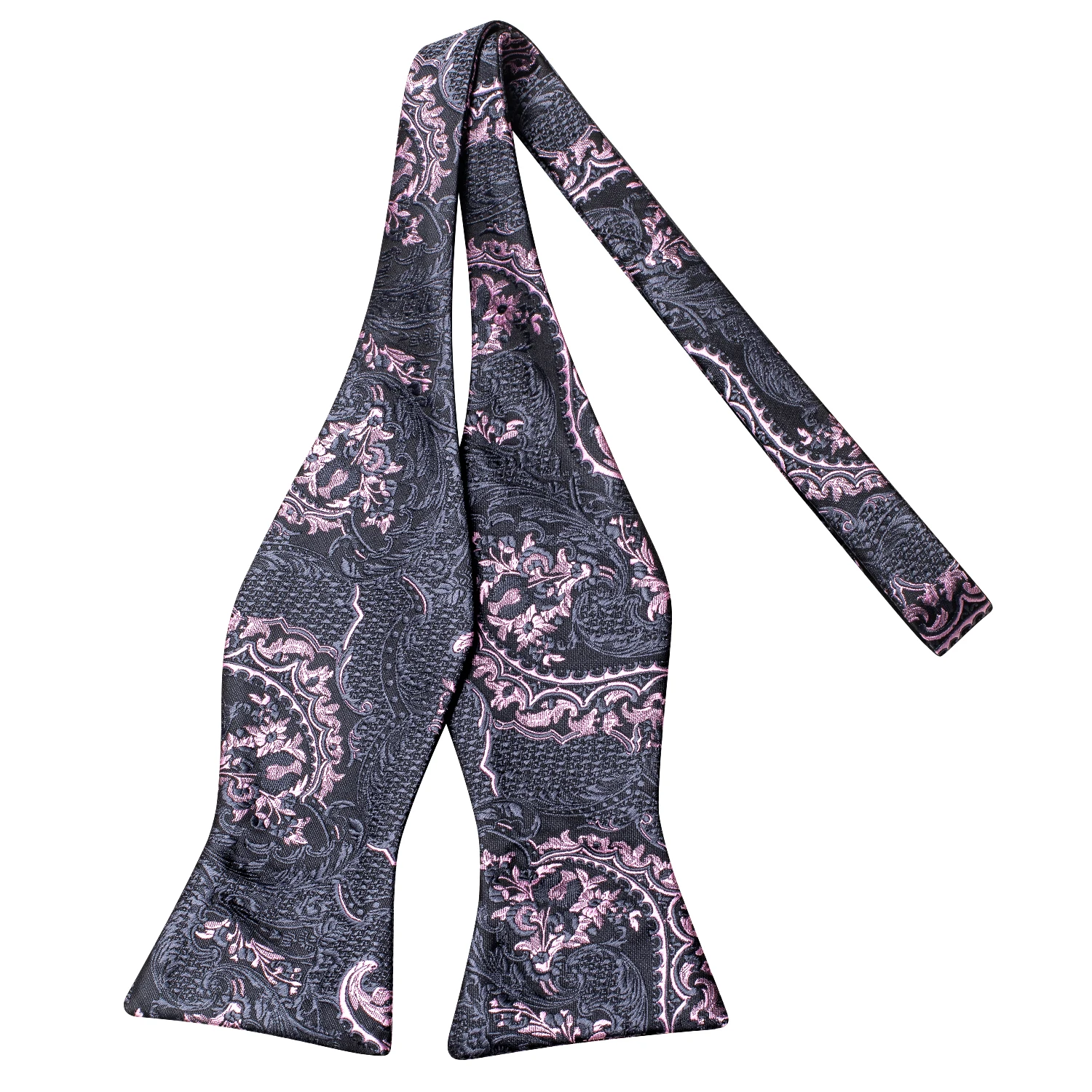 Jacquard Paisley Floral Dots Striped Silk Mens Bowtie Adjustable Self Bow Tie Hankerchief Cufflinks Set for Men Wedding Business