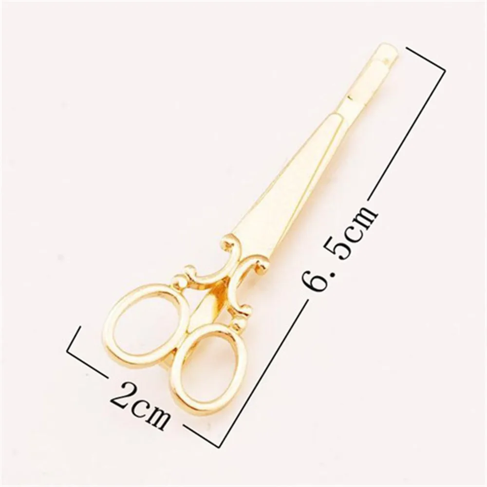 Gold Silver Creative Scissors Shape HairPin Women Girls Hair Clip Delicate Metal Hair Barrette Fashion Hair Accessories