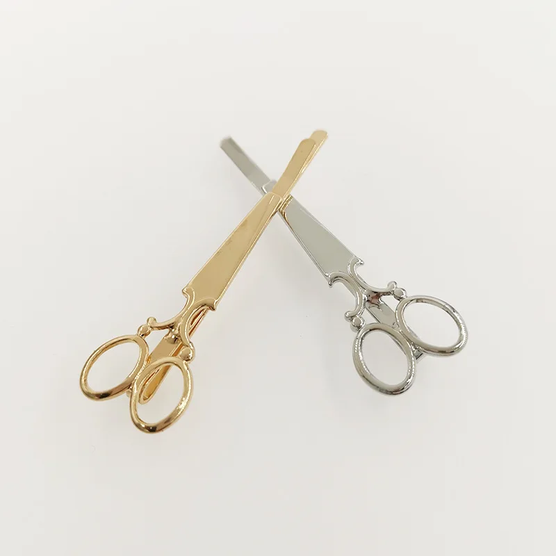 Gold Silver Creative Scissors Shape HairPin Women Girls Hair Clip Delicate Metal Hair Barrette Fashion Hair Accessories