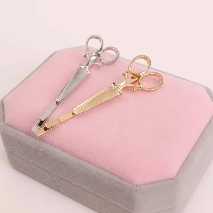 Gold Silver Creative Scissors Shape HairPin Women Girls Hair Clip Delicate Metal Hair Barrette Fashion Hair Accessories