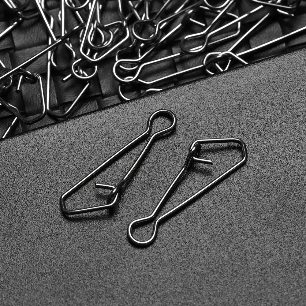50pcs/pack Fast Clip Lock Fishing Hook Line Connector 0#-7# Stainless Steel Safety Pin Swivel Sea Snap Hooks Fishing Tackle
